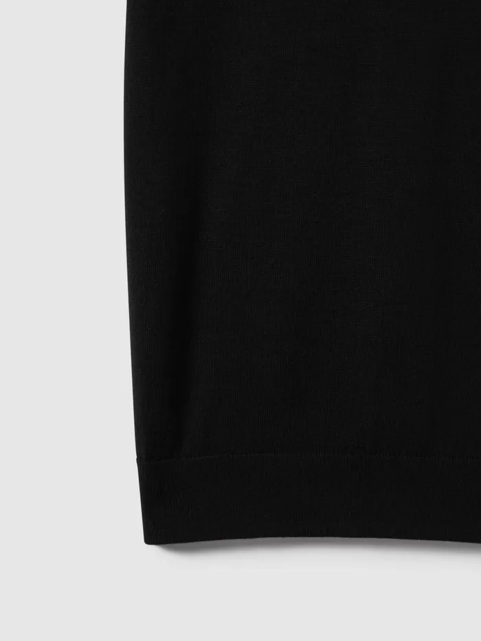 Men Reiss Polo Shirts Maxwell Merino Wool HalfZip Polo Shirt Black