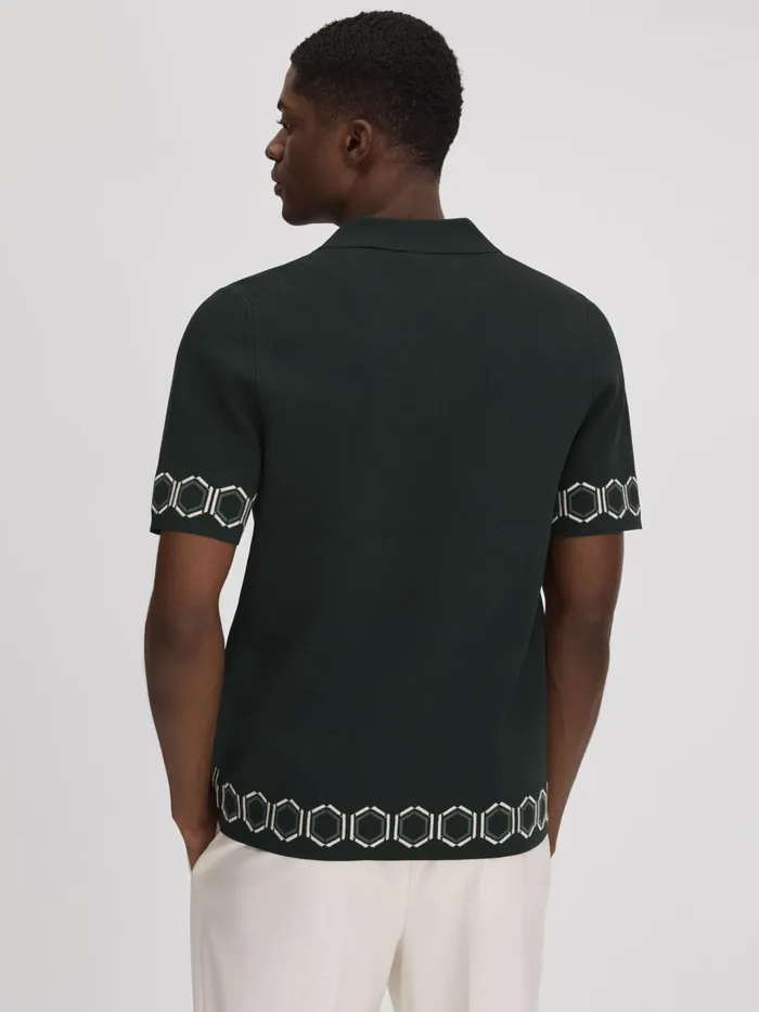 Men Reiss Shirts Decoy Knitted Cuban Collar Shirt Hunting Green