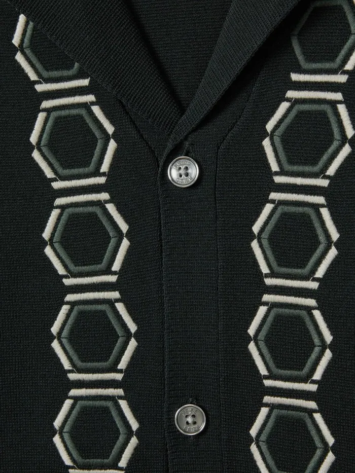 Men Reiss Shirts Decoy Knitted Cuban Collar Shirt Hunting Green