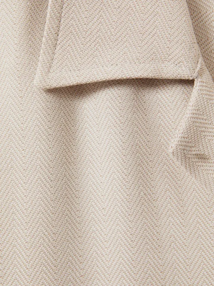 Men Reiss Shirts Nitus Herringbone Cuban Collar Shirt Stone