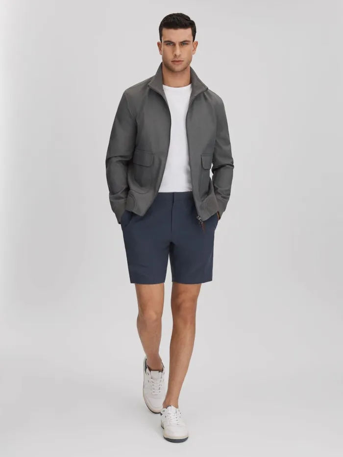 Men Reiss Shorts Deck Slim Fit Drawstring Chino Shorts Airforce Blue