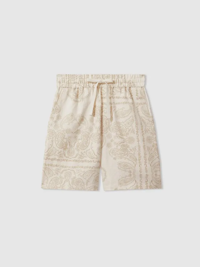 Men Reiss Shorts Deux RamieCotton Drawstring Shorts Ivory