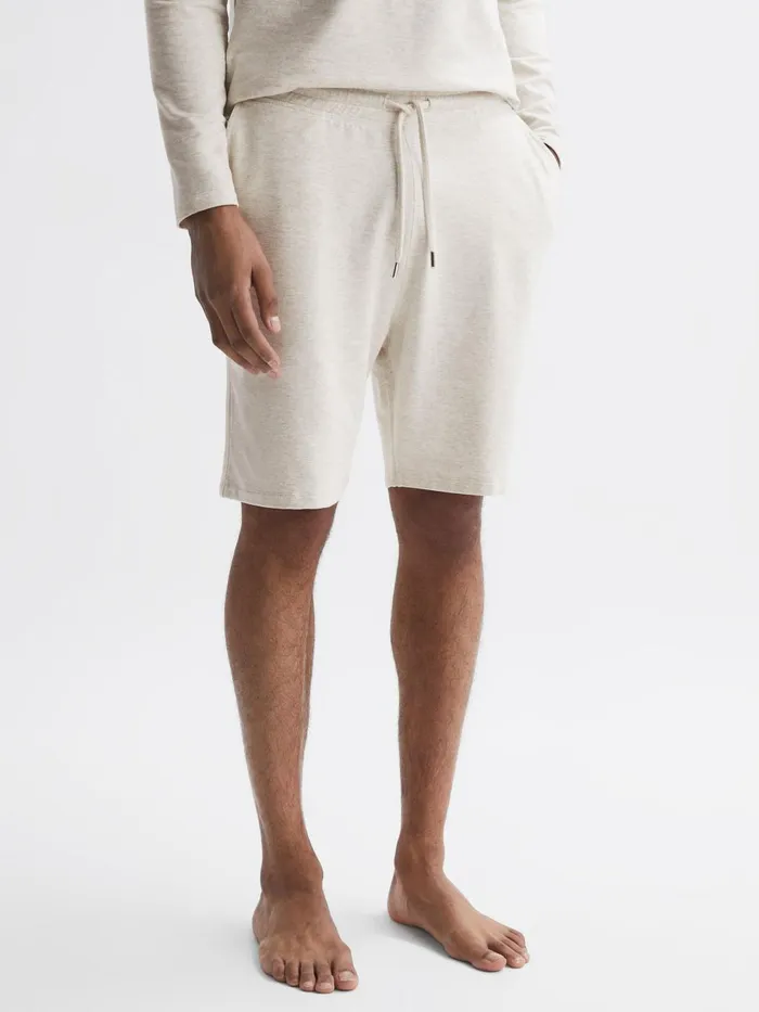 Men Reiss Shorts Tyne Drawstring Fleece Lined Shorts Oatmeal Melange