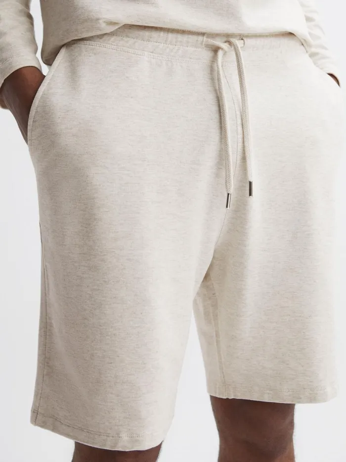 Men Reiss Shorts Tyne Drawstring Fleece Lined Shorts Oatmeal Melange