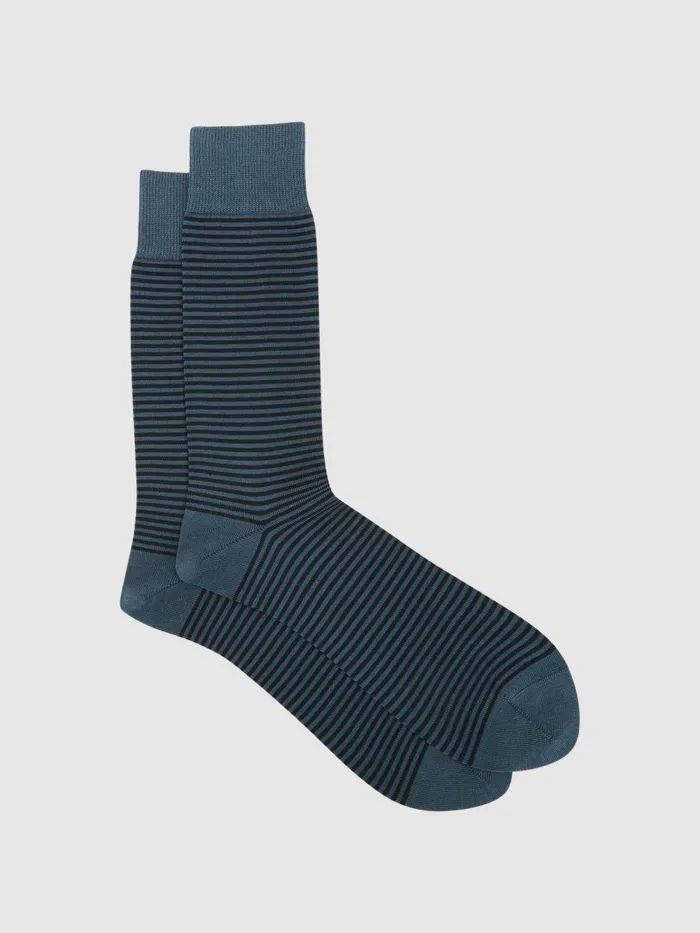 Men Reiss Socks and Underwear Mario Stripe Striped Socks Airforce Blue Navy