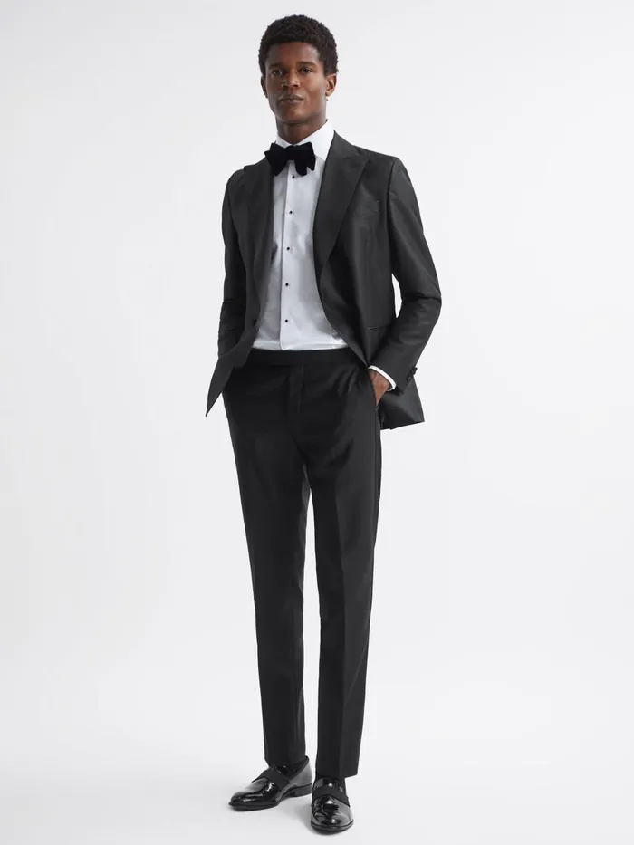 Men Reiss Suits and Tailoring Jacobson Slim Fit Wool Blend Trousers Black