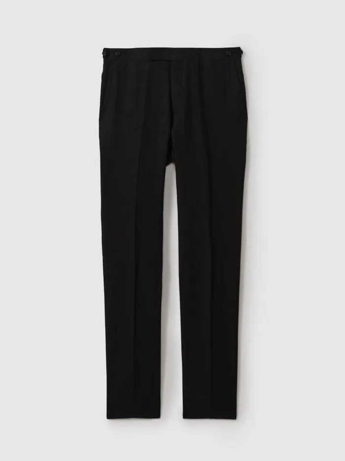 Men Reiss Suits and Tailoring Kin Slim Fit Linen Adjuster Trousers Black