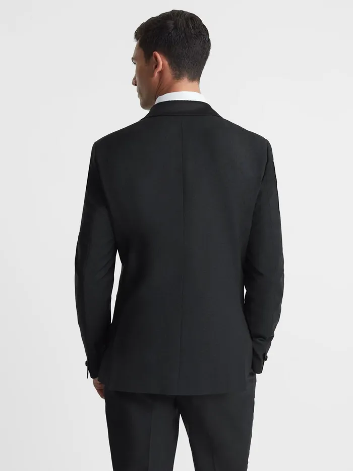 Men Reiss Suits and Tailoring Poker Modern Fit Single Breasted Tuxedo Jacket Black