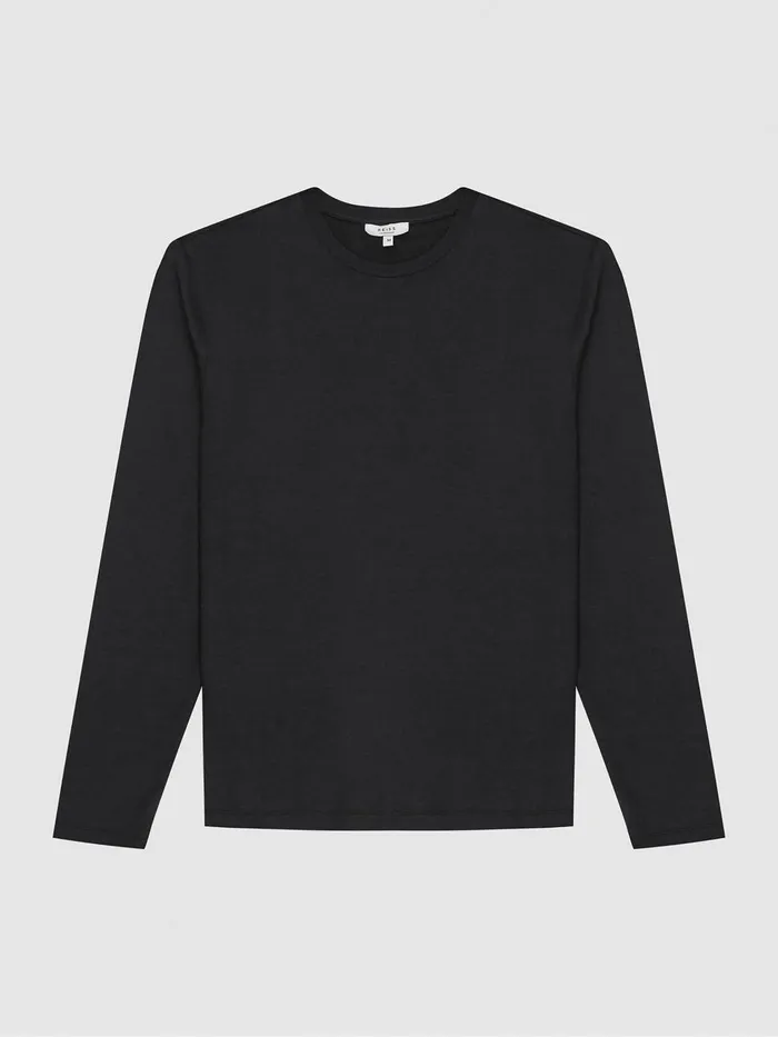 Men Reiss Sweats Hoodies and Joggers Armstrong Crew Neck Jersey Top Charcoal