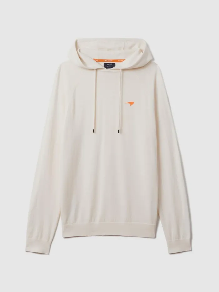 Men Reiss Sweats Hoodies and Joggers F1 Merino Wool Hoodie Bianco