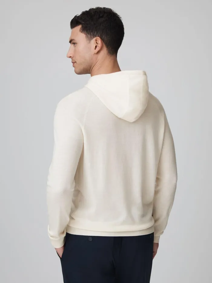 Men Reiss Sweats Hoodies and Joggers F1 Merino Wool Hoodie Bianco