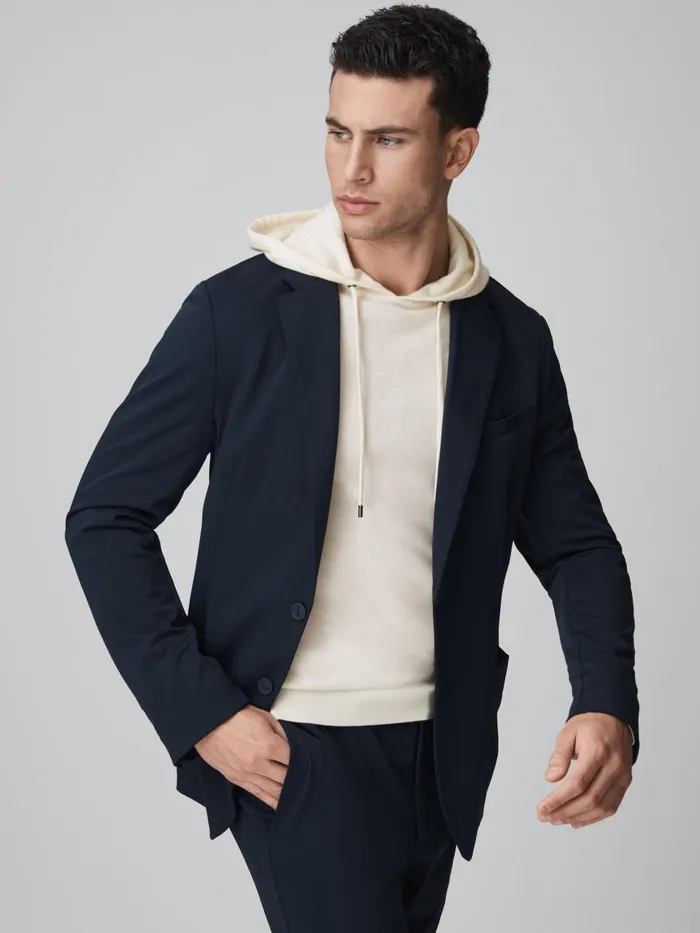 Men Reiss Sweats Hoodies and Joggers F1 Merino Wool Hoodie Bianco