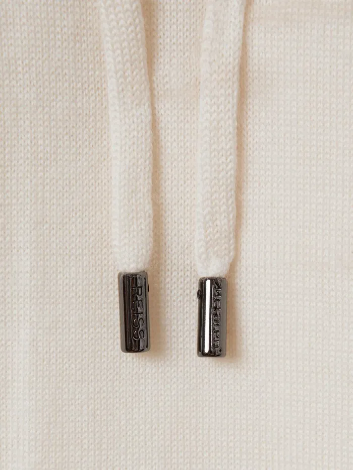 Men Reiss Sweats Hoodies and Joggers F1 Merino Wool Hoodie Bianco