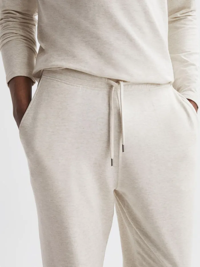 Men Reiss Sweats Hoodies and Joggers Jose Drawstring Fleece Lined Joggers Oatmeal Melange