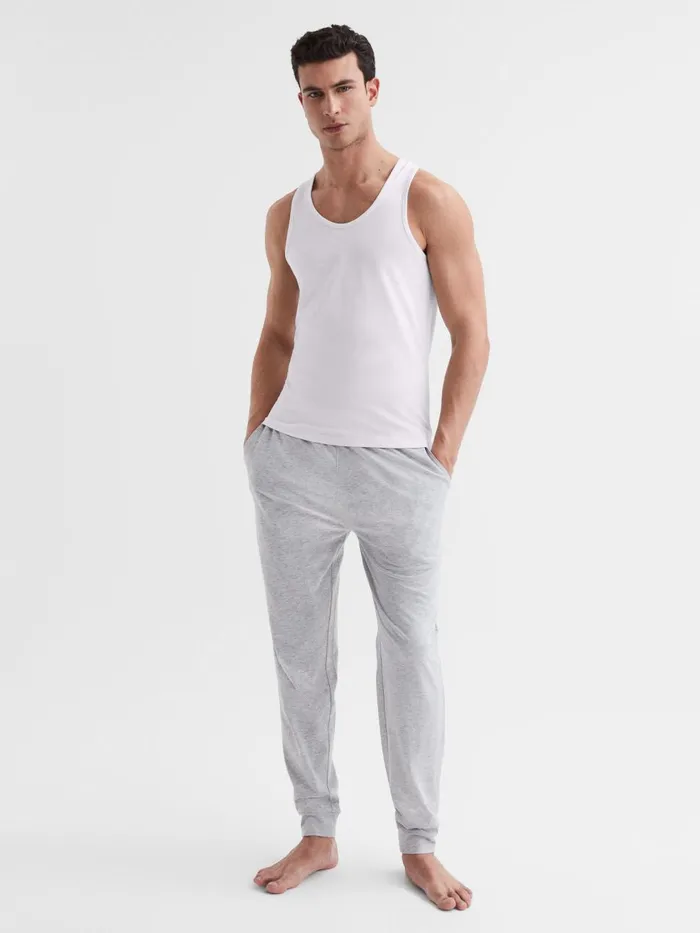 Men Reiss Sweats Hoodies and Joggers Vinnie Cotton Stretch Vest White