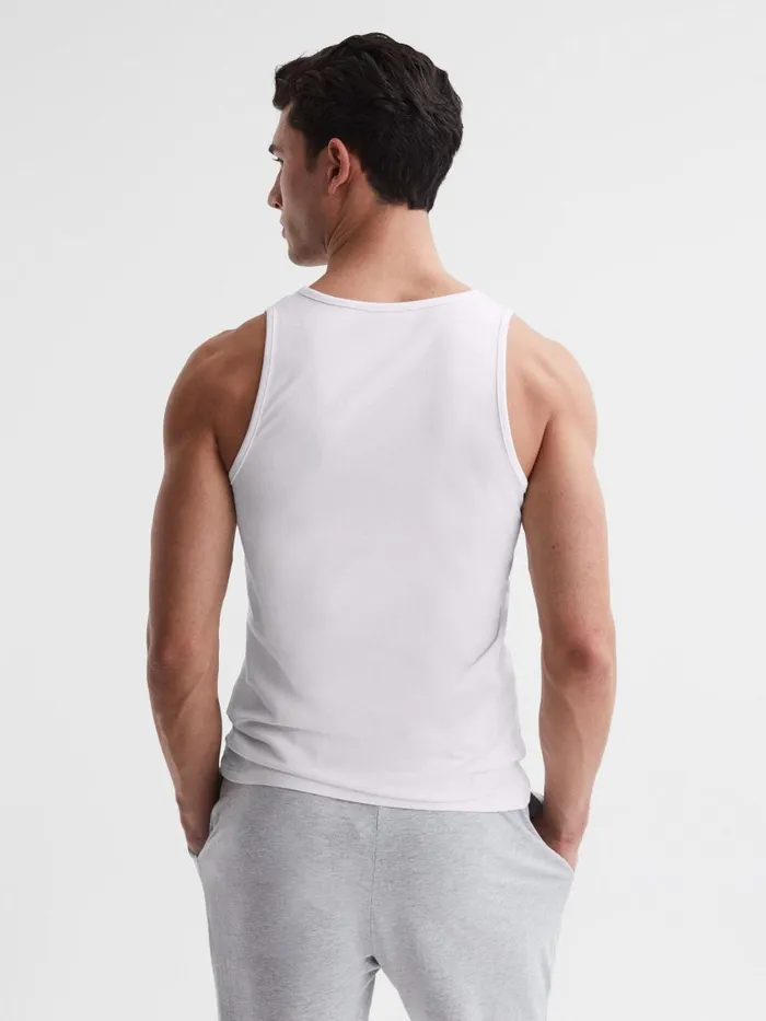 Men Reiss Sweats Hoodies and Joggers Vinnie Cotton Stretch Vest White
