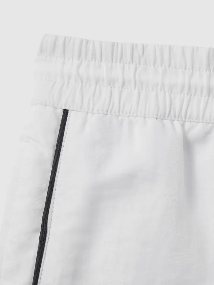 Men Reiss Swimwear Azure Piped Drawstring Swim Shorts White