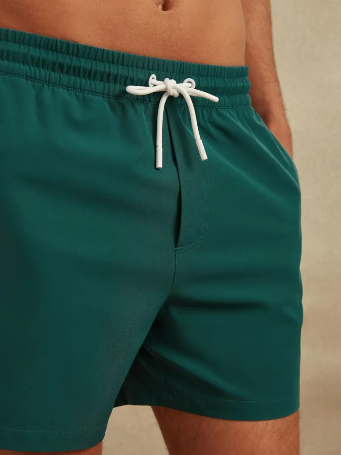 Men Reiss Swimwear Shore Plain Drawstring Waist Swim Shorts Teal