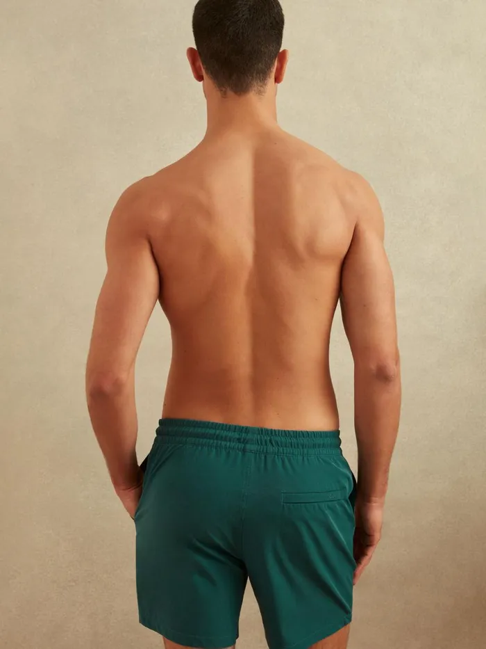 Men Reiss Swimwear Shore Plain Drawstring Waist Swim Shorts Teal