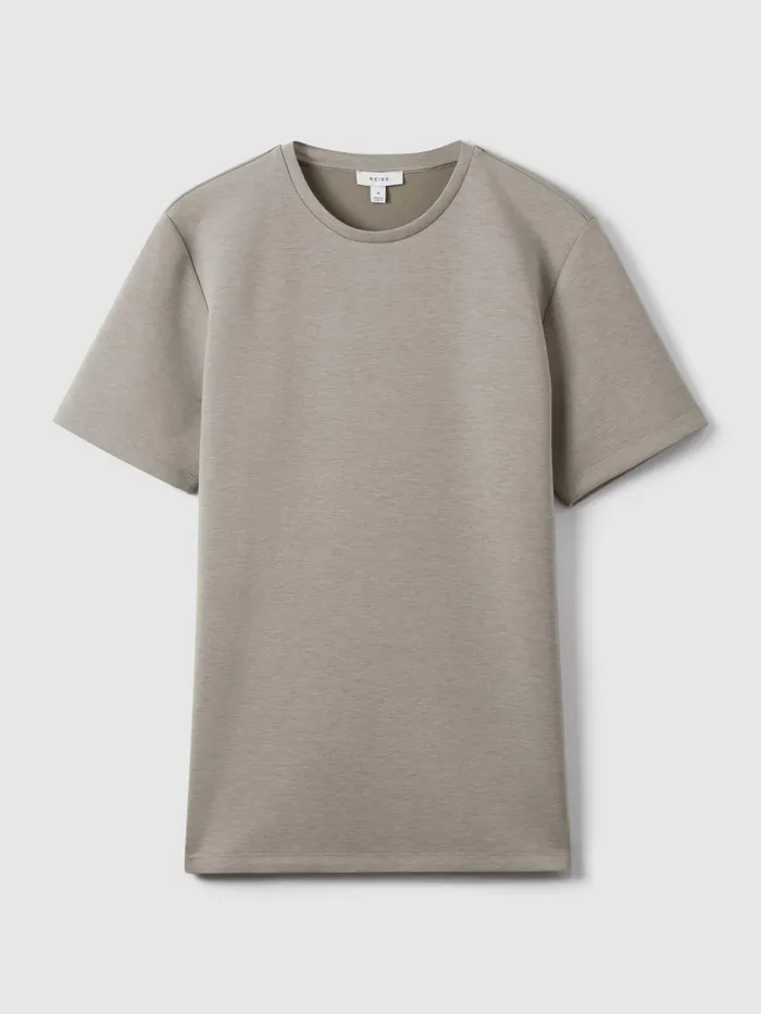 Men Reiss TShirts Bradley Interlock Jersey Crew Neck TShirt Taupe