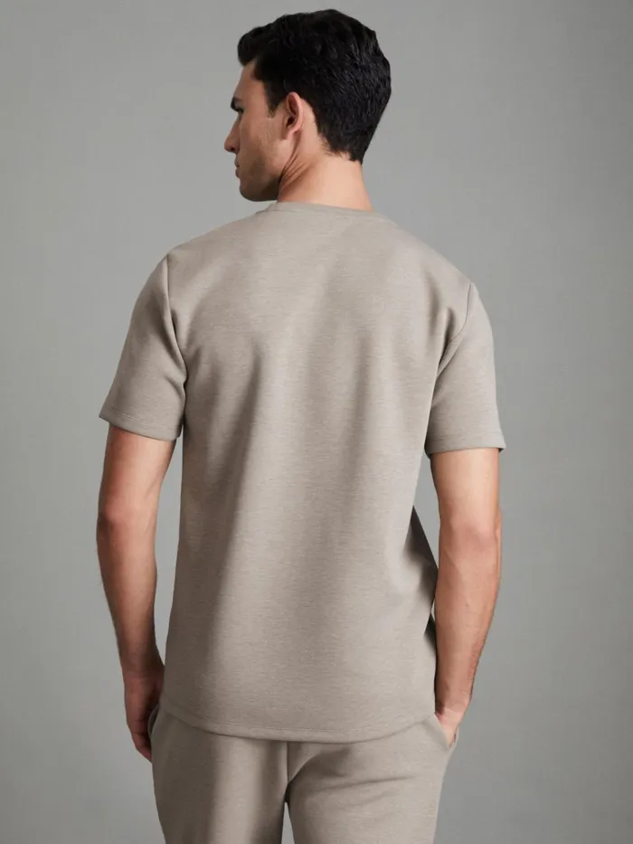 Men Reiss TShirts Bradley Interlock Jersey Crew Neck TShirt Taupe