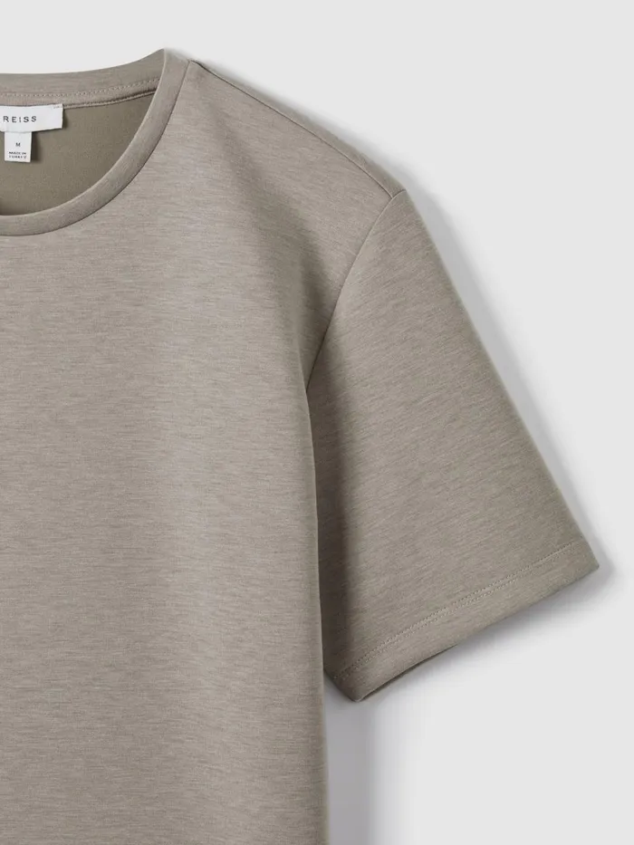 Men Reiss TShirts Bradley Interlock Jersey Crew Neck TShirt Taupe