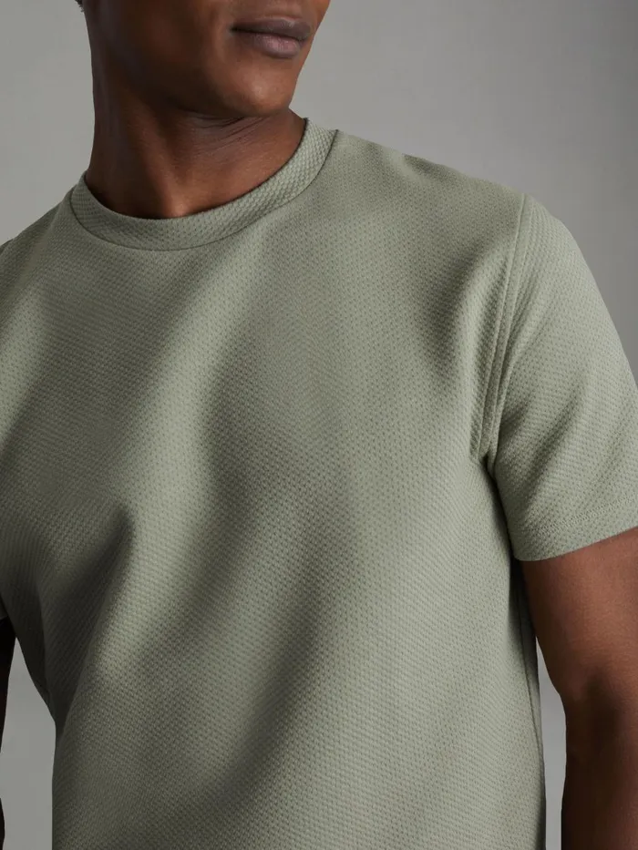 Men Reiss TShirts Cooper Slim Fit Honeycomb TShirt Pistachio