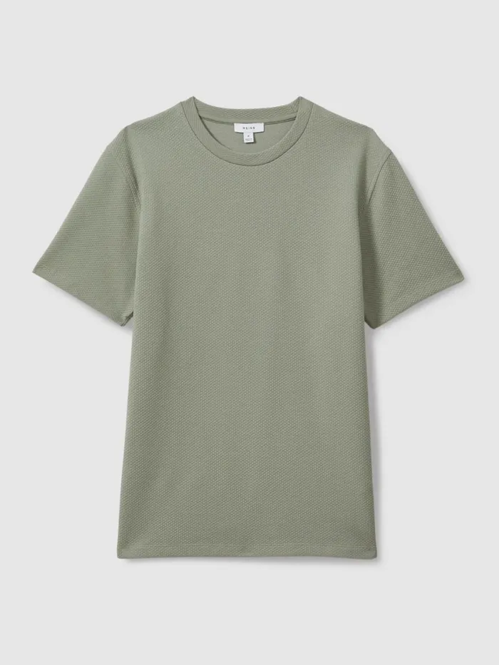 Men Reiss TShirts Cooper Slim Fit Honeycomb TShirt Pistachio