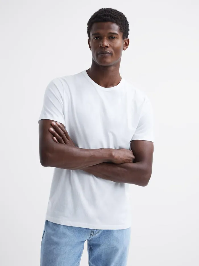 Men Reiss TShirts Melrose Cotton Crew Neck TShirt Optic White