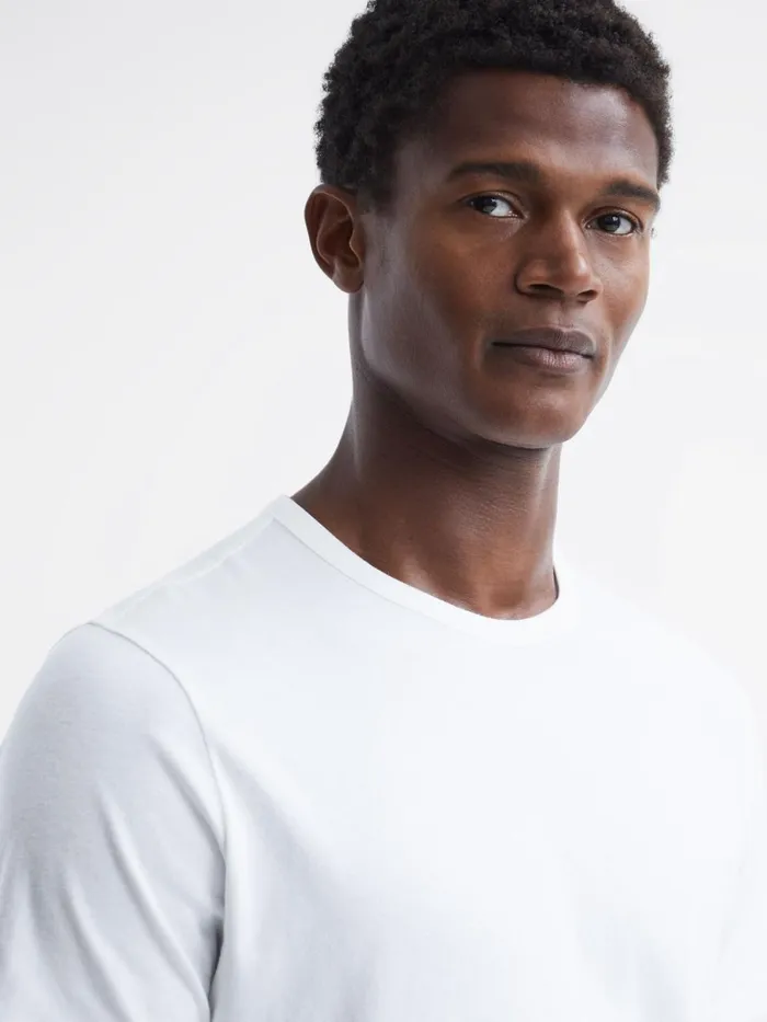 Men Reiss TShirts Melrose Cotton Crew Neck TShirt Optic White
