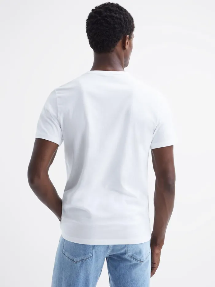 Men Reiss TShirts Melrose Cotton Crew Neck TShirt Optic White