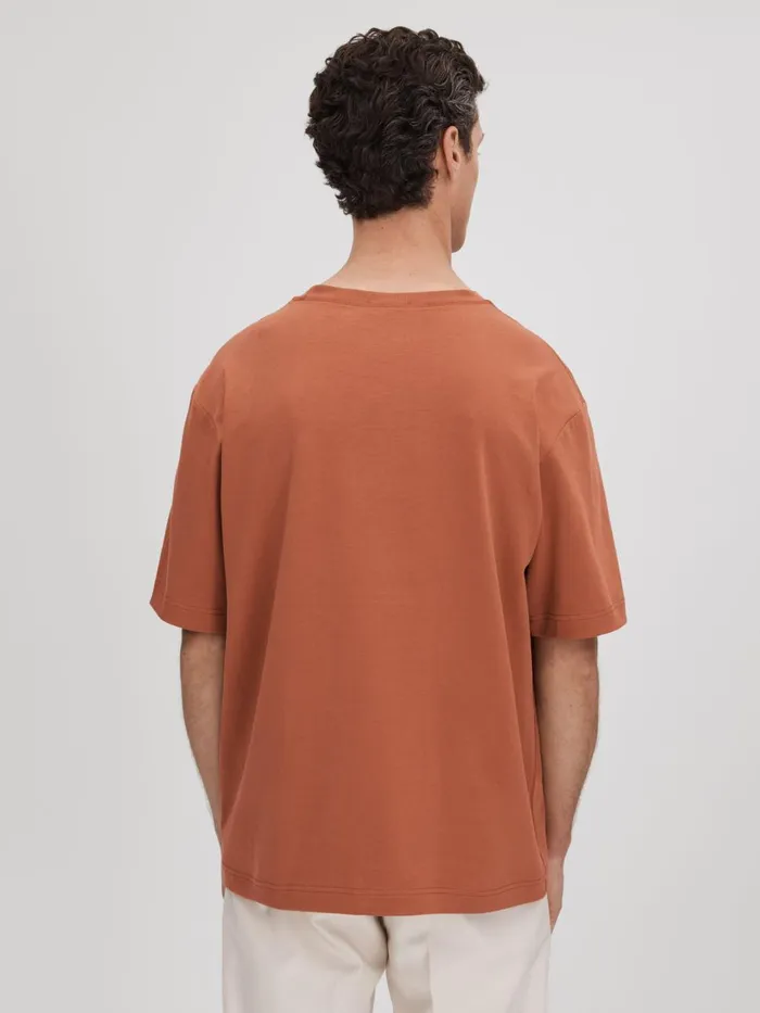 Men Reiss TShirts Tate Oversized Garment Dye TShirt Raw Sienna