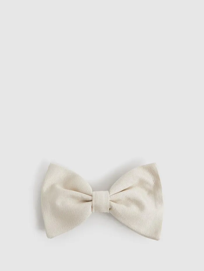 Men Reiss Ties and Pocket Squares Boyle Grosgrain Silk Bow Tie Light Ivory