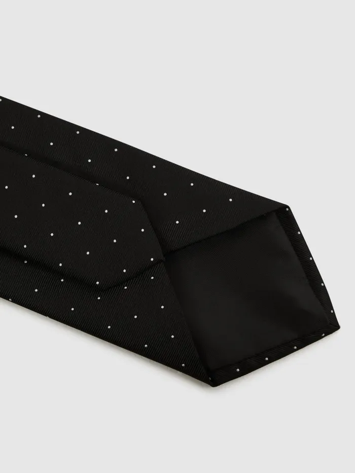Men Reiss Ties and Pocket Squares Liam Silk Polka Dot Tie Black