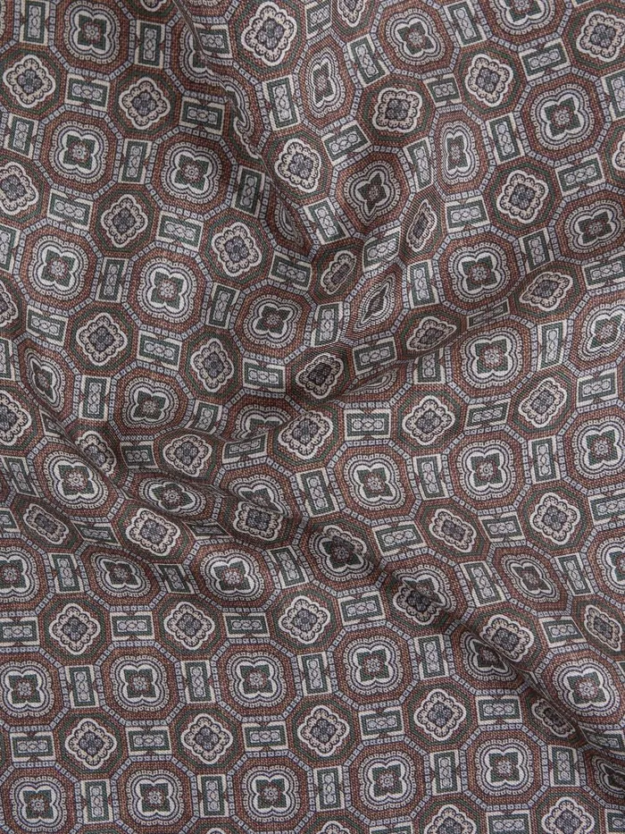 Men Reiss Ties and Pocket Squares Rocco Silk Medallion Print Pocket Square Tobacco