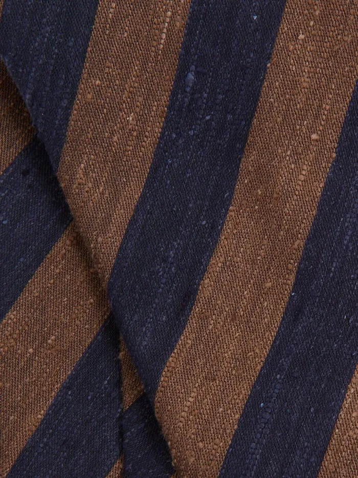 Men Reiss Ties and Pocket Squares Sienna Textured Silk Blend Striped Tie Tobacconavy