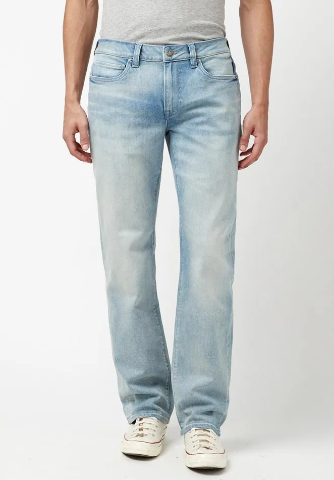 Men Relaxed Straight Driven Bleached Jeans Indigo Buffalo David Bitton Relaxed Straight Driven