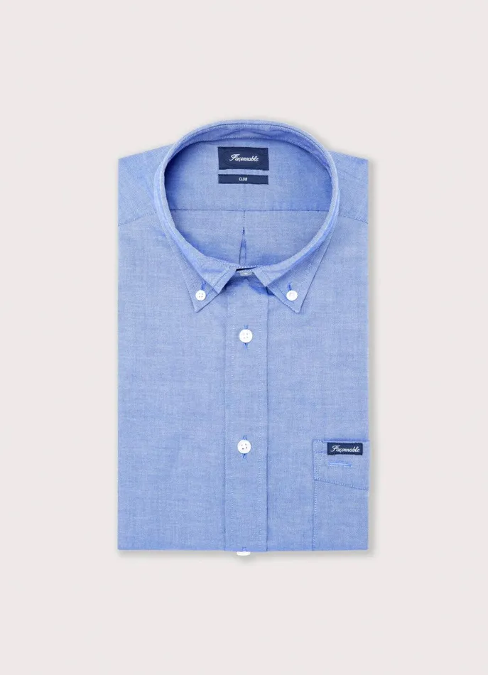 Men Shirts Faonnable Regular Fit Front Pocket Oxford Shirt Naval Blue