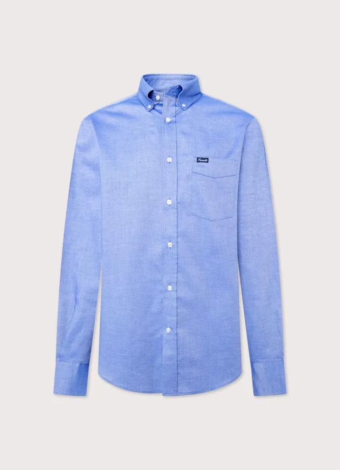 Men Shirts Faonnable Regular Fit Front Pocket Oxford Shirt Naval Blue