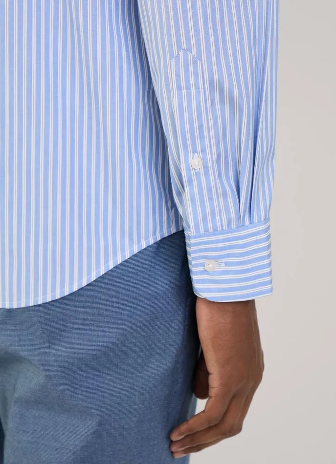 Men Shirts Faonnable Regular Fit Striped Fil A Fil Shirt Regal Blue