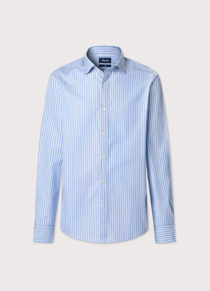 Men Shirts Faonnable Regular Fit Striped Fil A Fil Shirt Regal Blue