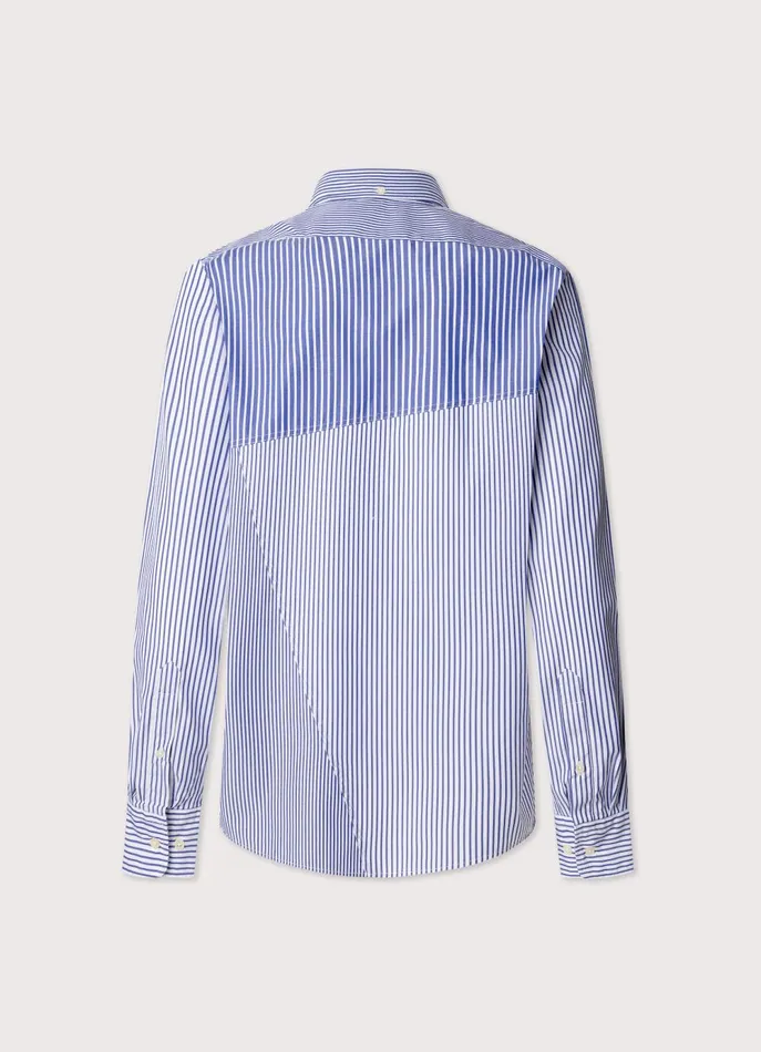 Men Shirts Faonnable Regular Fit Striped Poplin Shirt Naval Blue
