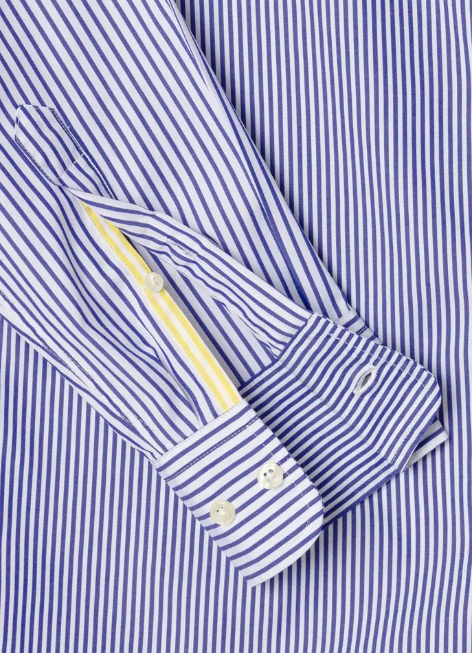 Men Shirts Faonnable Regular Fit Striped Poplin Shirt Naval Blue