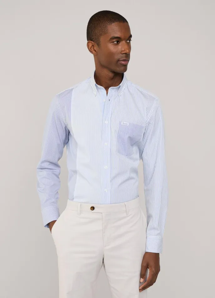 Men Shirts Faonnable Regular Fit Striped Shirt Naval Blue