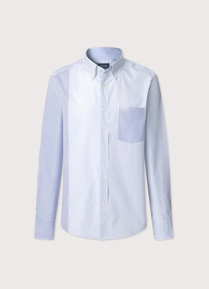 Men Shirts Faonnable Regular Fit Striped Shirt Naval Blue