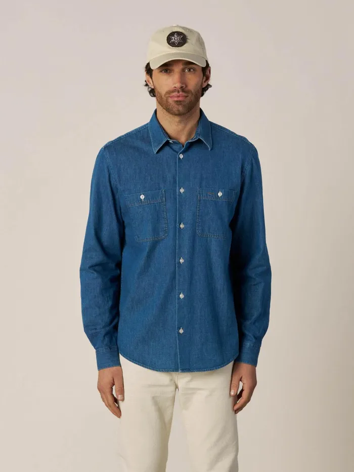 Men Shirts MOS MOSH MMGGibson Spring Denim Shirt Blue Denim