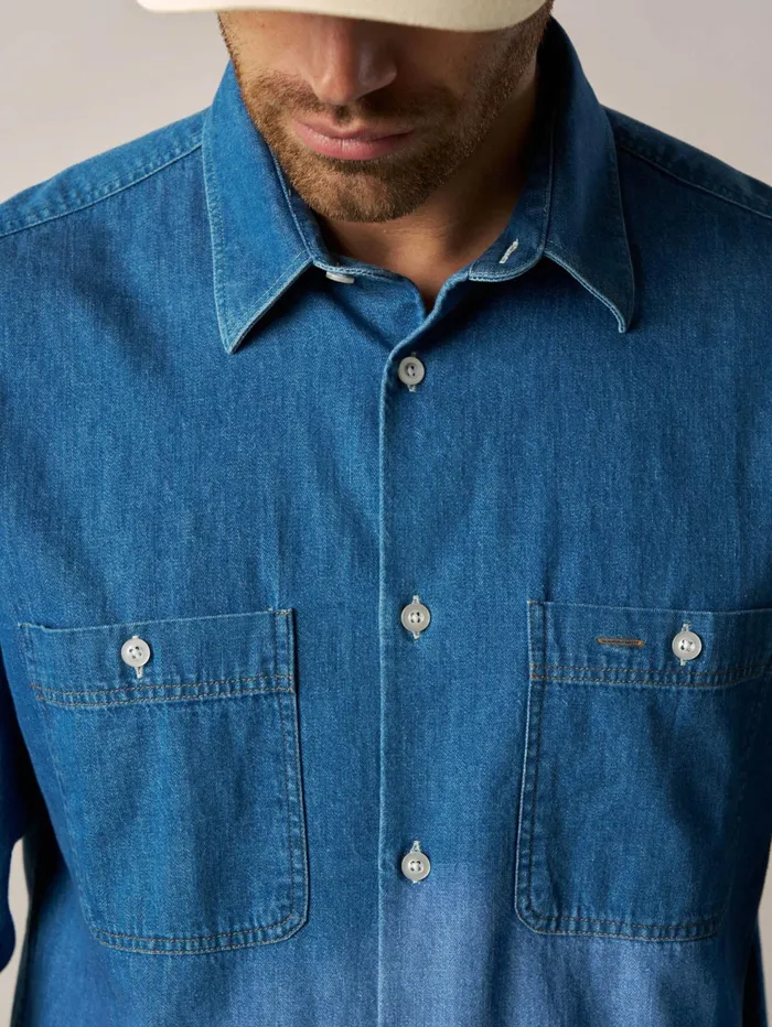 Men Shirts MOS MOSH MMGGibson Spring Denim Shirt Blue Denim