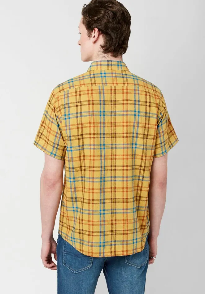Men Suyul Buff Plaid Slim Fit Shirt Buff Yellow Buffalo David Bitton Shirts