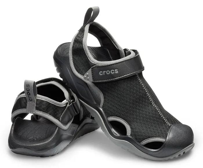 Men Swiftwater Mesh Deck Sandal Black Crocs Sandals