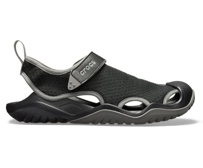 Men Swiftwater Mesh Deck Sandal Black Crocs Sandals